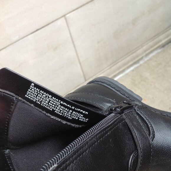 Cat & Jack Black Boots Size 8 w Side Strap+ Metal Silver Ring - Picture 8 of 16